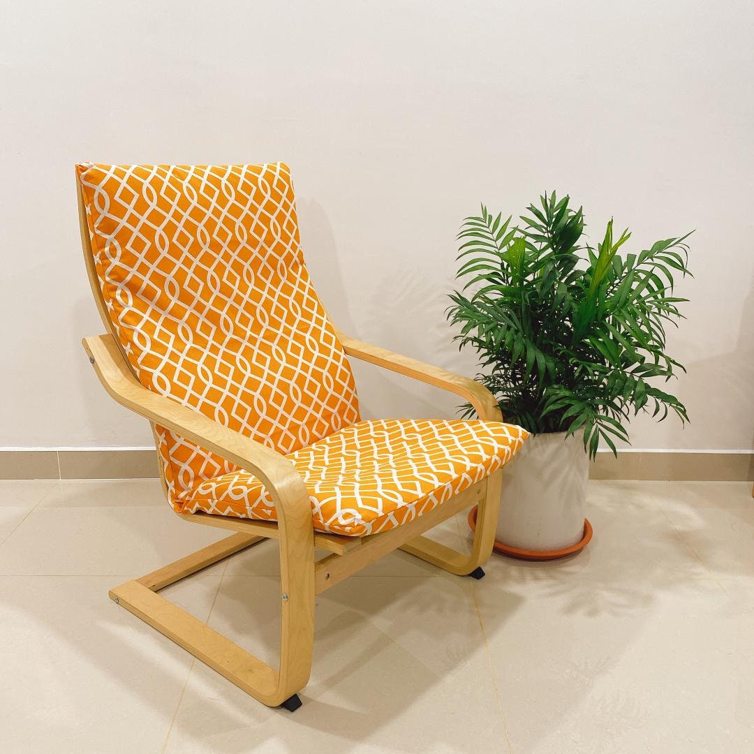 IKEA Poang Chair Cushion Cover Yellow Pattern Etsy