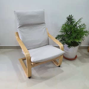 Faux Leather | IKEA Poang Chair Cushion Cover - Light grey