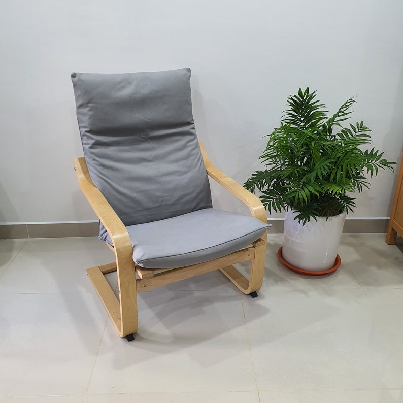 FAUX LEATHER IKEA Poang Chair Cushion Cover Dark Grey Etsy