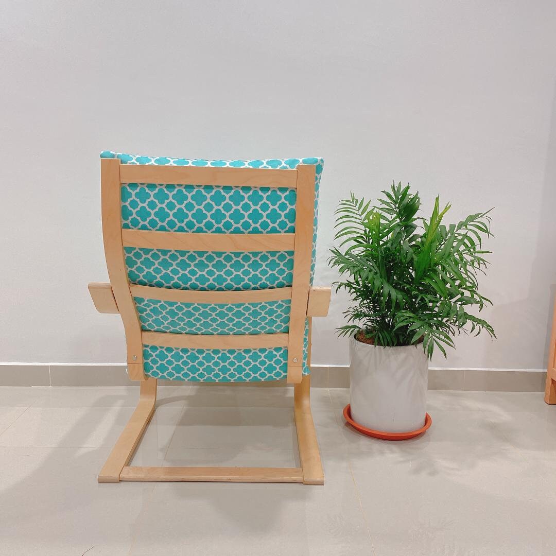 IKEA Poang Chair Cushion Cover Glorious Blue Symetrical Etsy