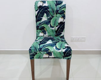 BERGMUND Chair Cover Slipcover - handmade - royal leaf print