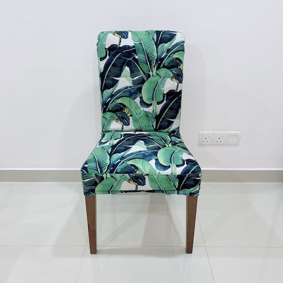 BERGMUND Chair Cover Slipcover Handmade Royal Leaf Print Etsy