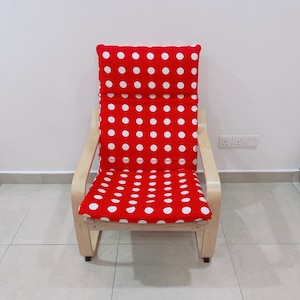 IKEA Poang Chair Cushion Cover - Red Polka Dot