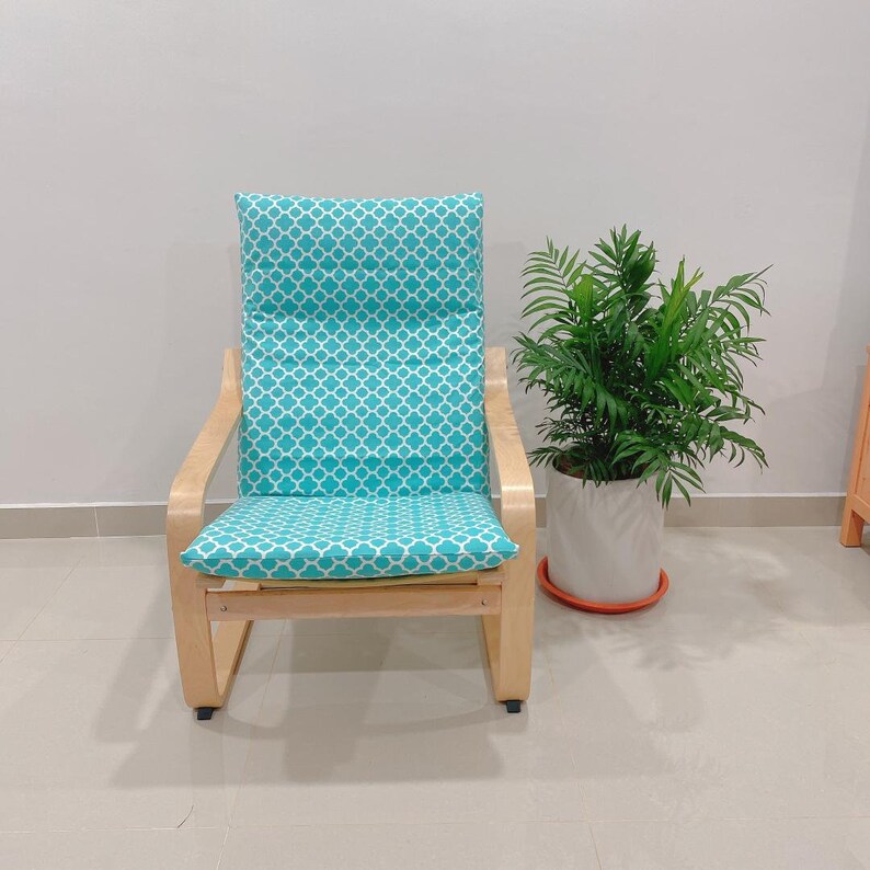 IKEA Poang Chair Cushion Cover Glorious Blue Symetrical Etsy