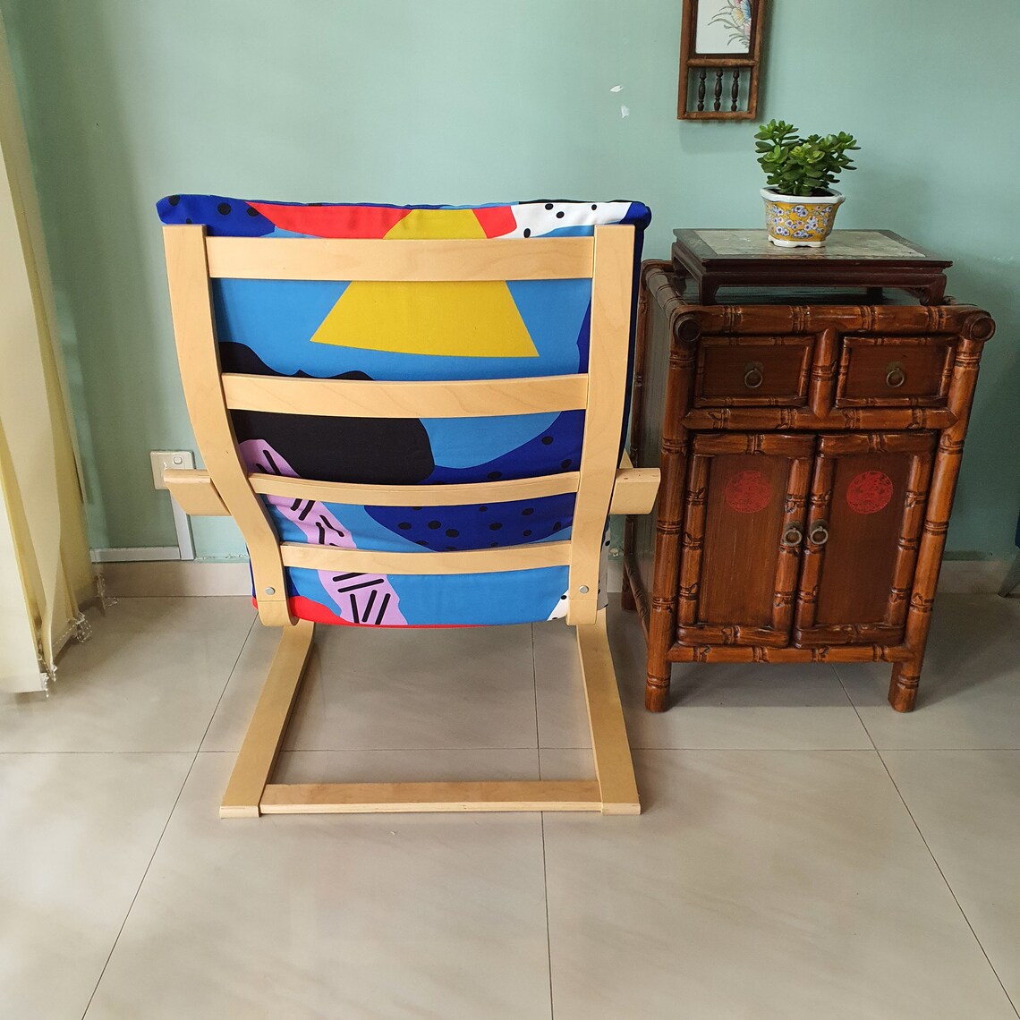 IKEA Poang Chair Cushion Cover Artsy Blue | Etsy