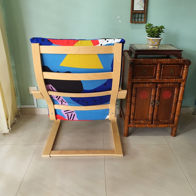 IKEA Poang Chair Cushion Cover Artsy Blue Etsy