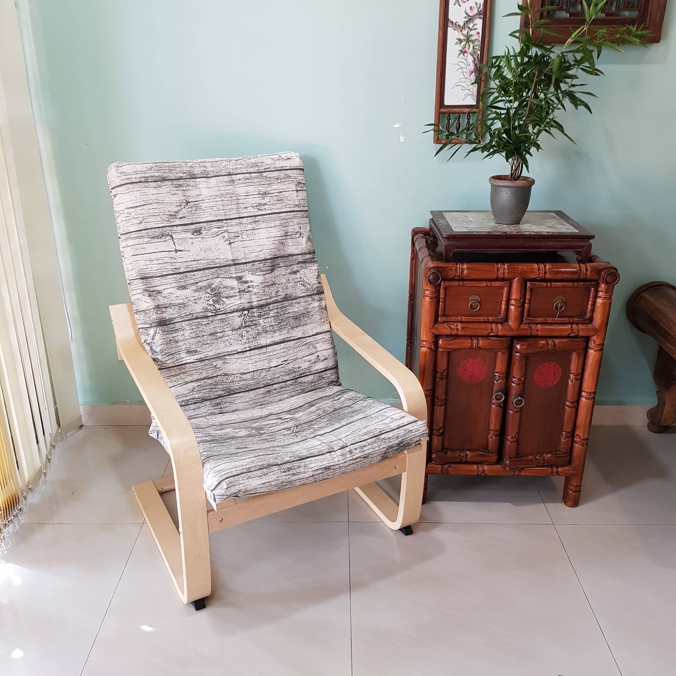 NEW IKEA Poang Chair Cushion Cover Gray Wood Print Etsy