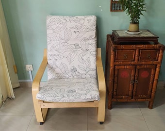 IKEA Poang Chair Cushion Cover - White leaf print