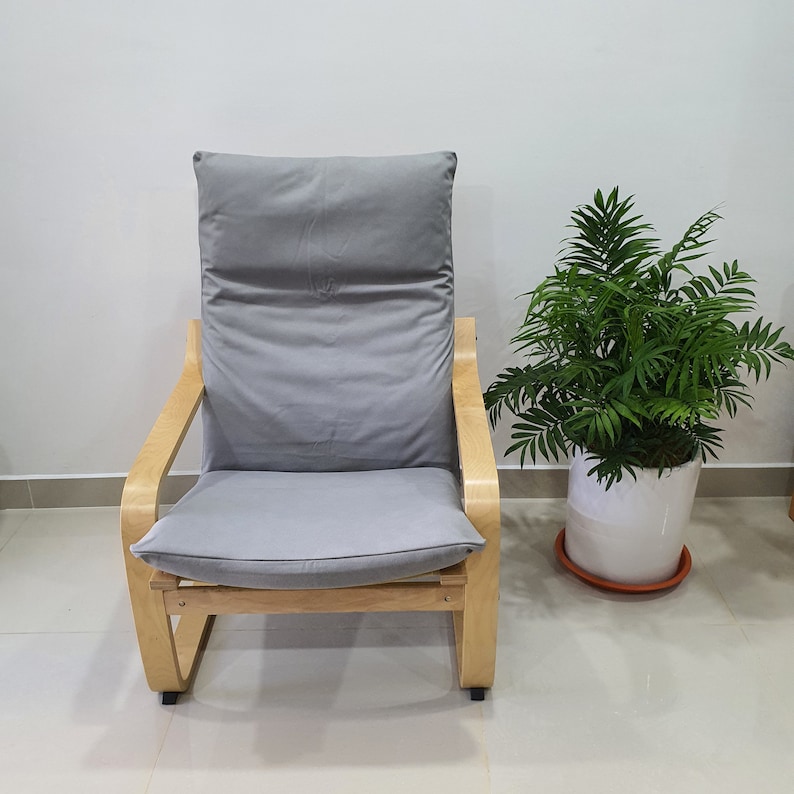 FAUX LEATHER IKEA Poang Chair Cushion Cover Dark Grey Etsy