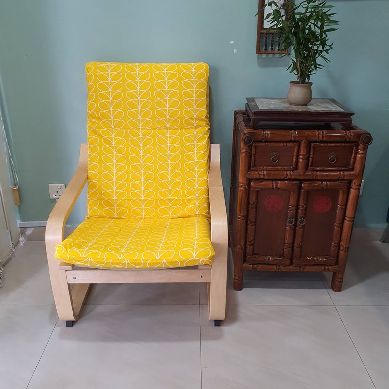 NEW IKEA Poang Chair Cushion Cover Yellow Leaf Print Etsy