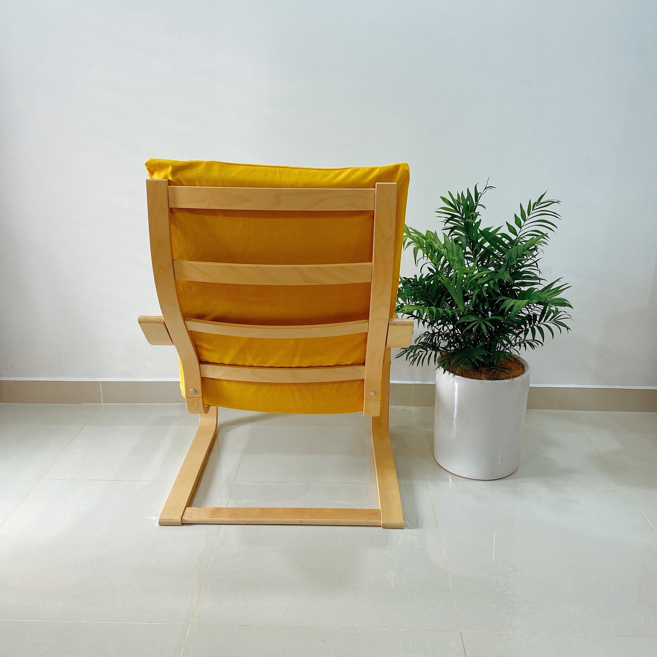 Faux Leather IKEA Poang Chair Cushion Cover Mustard yellow | Etsy