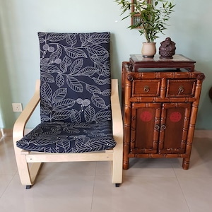 IKEA Poang Chair Cushion Cover - Navy Blue Leaf Print