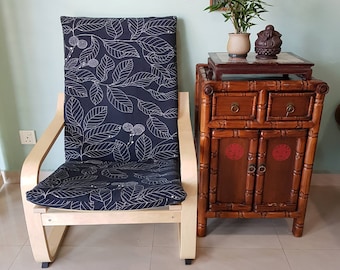 IKEA Poang Chair Cushion Cover - Navy Blue Leaf Print