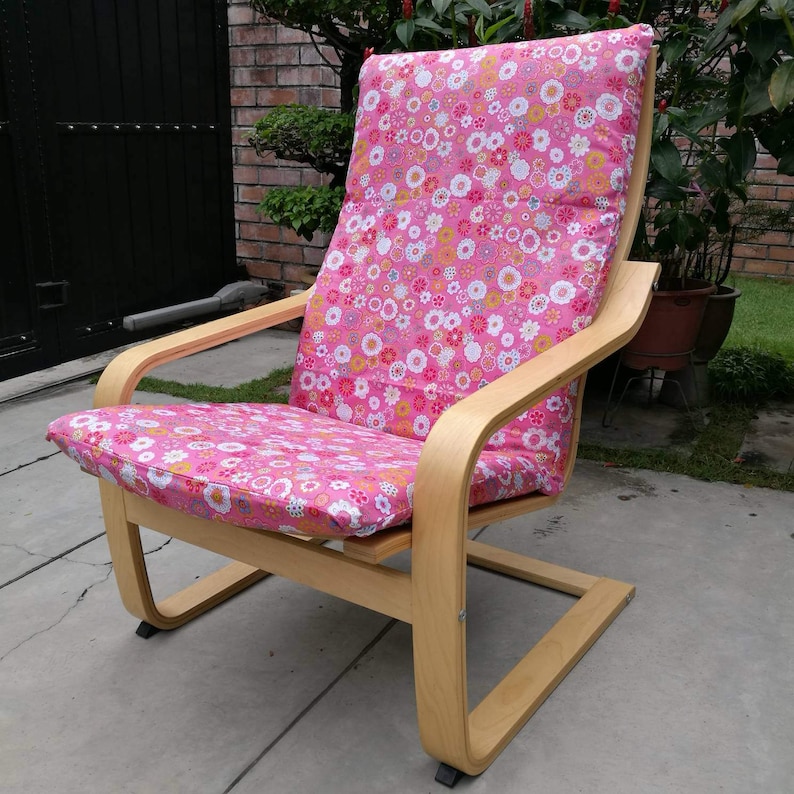 Ikea Poang Chair Cushion Cover Pink Daisy Floral Print Etsy