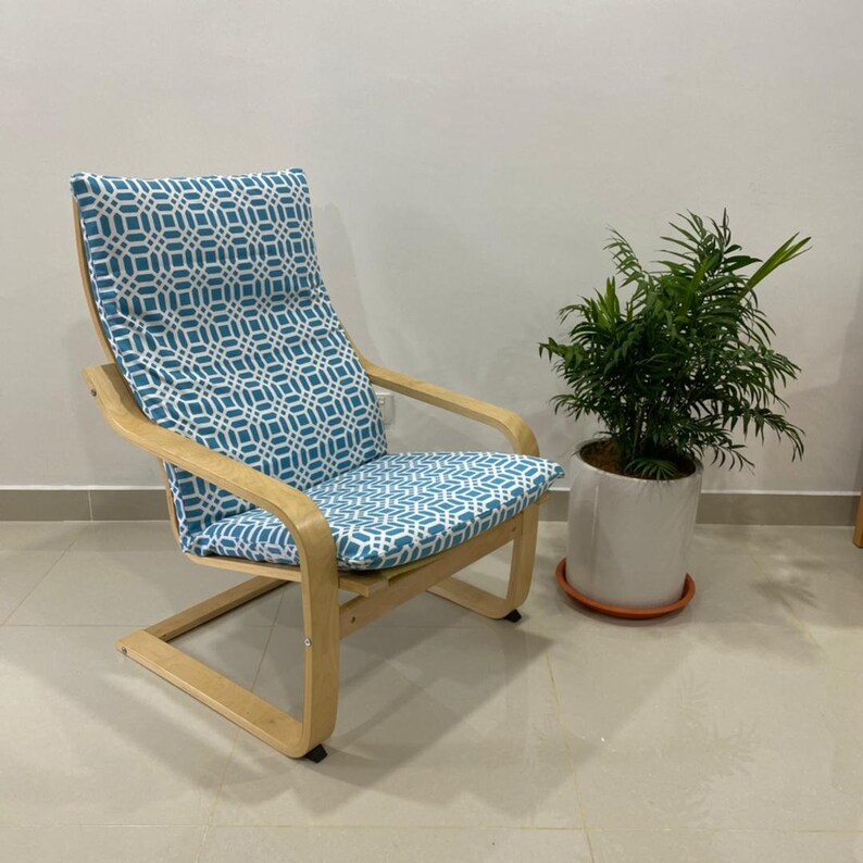 IKEA Poang Chair Cushion Cover Blue Boxes Etsy