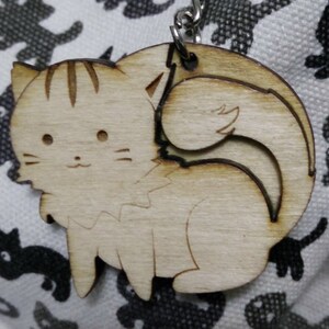 2&quot; Wooden Cat Keychain