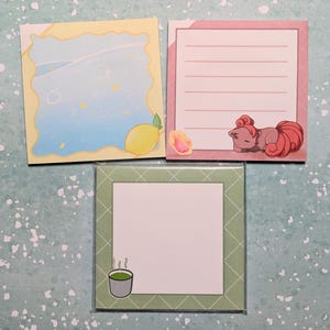 Vulpix / Matcha / Lemon Soda / Cat / Strawberry / Blue Lemonade | 3" Sticky Notes