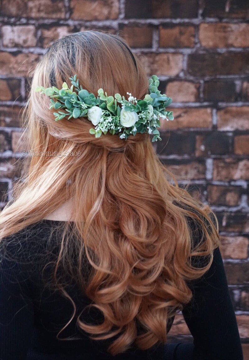 Flower Crown Wedding Bridal Flower Hair Comb Flower Half Crown Extended Flower Hair Comb Flower Headband