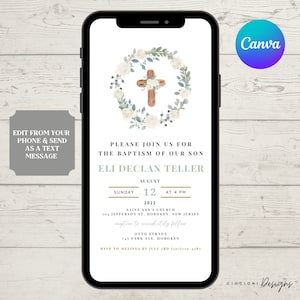 Digital Baptism Invitation Template, boy baptism invite, christening Invitation, Electronic Invite, LDS Baptism, Instant download