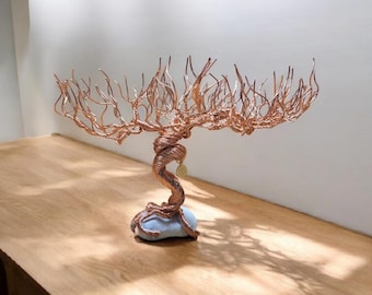 Bonsai Wire Tree Rock Sculpture Light Jewelry Art Tree