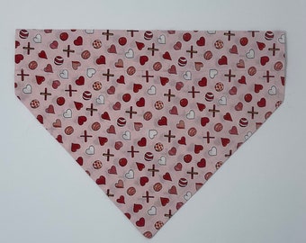 Valentine's Day Dog Bandana, Fetch Dog Bandana, Heart Dog Bandana, Over the Collar Dog Bandana, Ball Dog Bandana, Girl Dog Bandana
