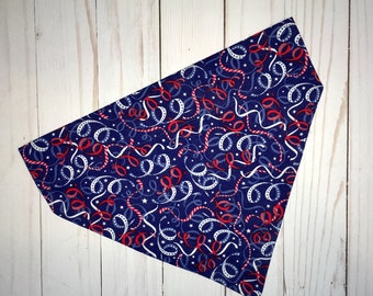 Patriotic Dog Bandana, 4th of July Dog Bandana, Independence Day Dog Bandana, Over the Collar Dog Bandana, Red/White/Blue Dog Bandana