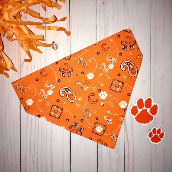 Clemson University Dog Bandana Over the Collar Dog Bandana College Football Dog Bandana Clemson Tigers Dog Bandana Football Team Bandana