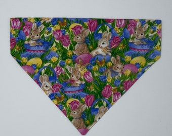 Easter Dog Bandana, Easter Bunny Dog Bandana, Over the Collar Dog Bandana, Bunny Dog Scarf, Easter Dog Scarf, Floral Dog Bandana