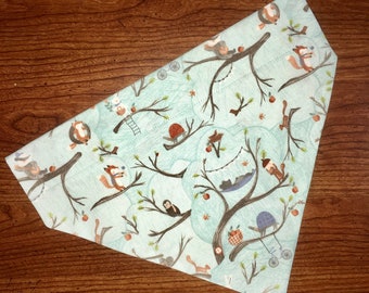 Fall Dog Bandana, Autumn Dog Bandana, Squirrel Dog Bandana, Over the Collar Dog Bandana, Turtle Dog Bandana, Fox Dog Bandana
