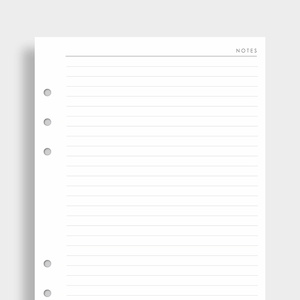 Lined Notes A5 Planner Inserts| For 6-Ring Ring Binders, Filofax, Large GM LV Agendas