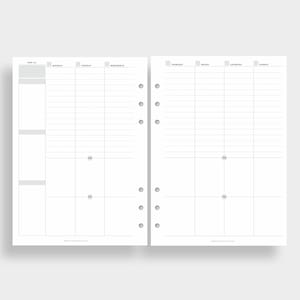 Undated A5 Vertical Weekly Planner Inserts | Week on Two Pages Layout, AM/PM Blocks