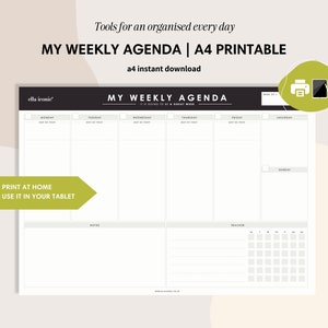 Undated Weekly Planner Agenda | A4 Printable  - Weekly To Do List Planner with Habits Tracker, A4 Desk Planner Pad,  Weekly Agenda Notepad
