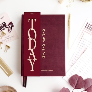 A5 &#39;Today&#39; Planner Page Marker, Bookmark for A5 Planners, Diaries | Burgundy &#39;Today&#39; Planner Divider