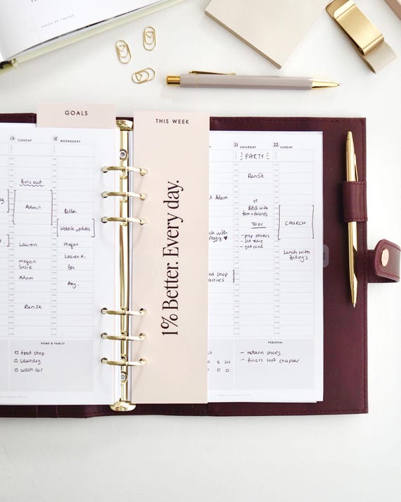 Blush 'This Week' Double Sided A5 Planner Page Marker, Planner Divider, Bookmark | for A5 6-Ring Binders, Filofax, Large GM LV Agendas