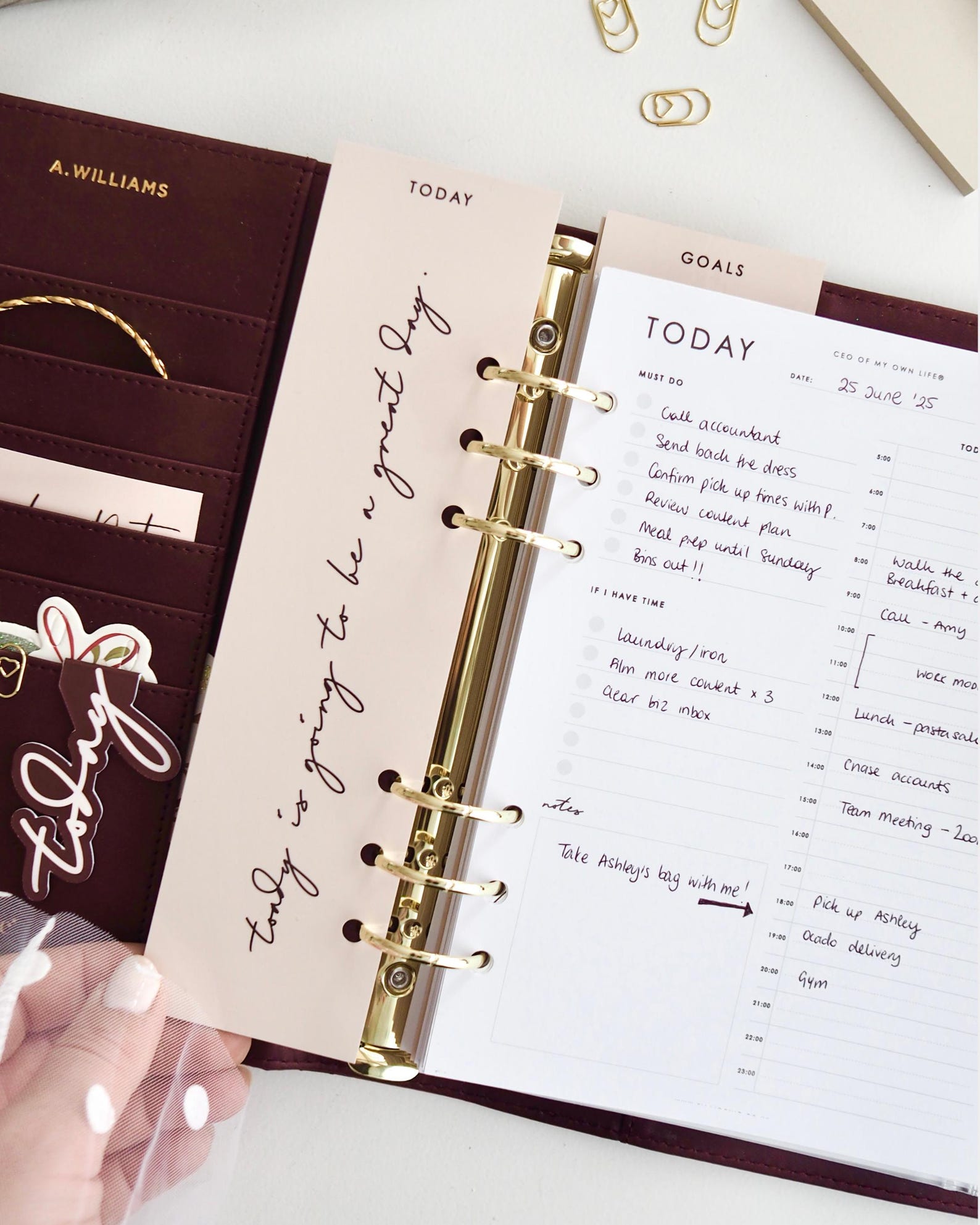 Double Sided Blush 'TODAY' Planner Page Marker, Planner Divider ...
