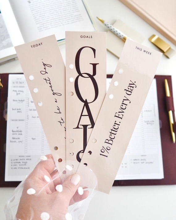 Three A5 Planner Page Markers Bundle | Planner Dividers for Today, Goals, This Week | for A5 6-Ring Binders, Filofax, Large GM LV Agendas