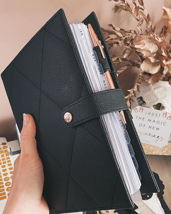 Personalised Premium Vegan Leather A5 Ring Binder, Agenda, Organiser, Planner  | 6-Ring Binder