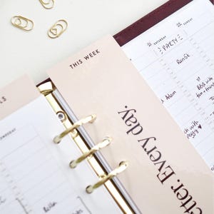 Blush 'This Week' Double Sided A5 Planner Page Marker, Planner Divider, Bookmark | for A5 6-Ring Binders, Filofax, Large GM LV Agendas - ella iconic® UK