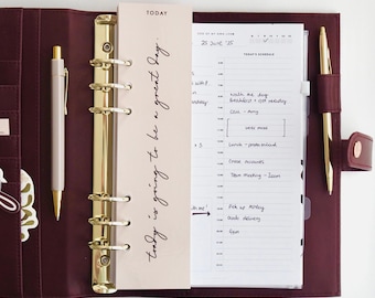 Segnapagina per planner "TODAY" bifacciale, divisore per planner, segnalibro / per raccoglitori ad anelli A5, Filofax, agende GM LV grandi