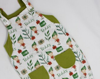 Personalized Christmas Reversible Overalls | Boys Holiday Outfit