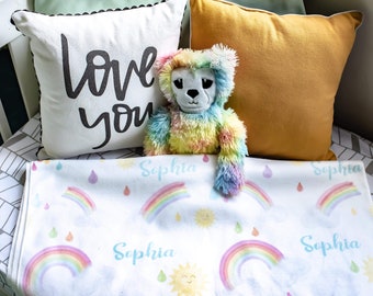 Toddler Rainbow Blanket | Personalized Blanket | Custom Baby Blanket