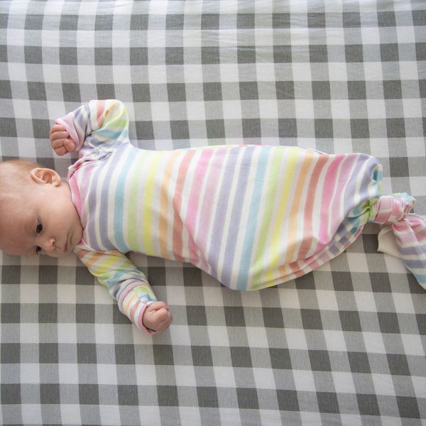 Rainbow Baby Knotted Gown | Newborn Baby Gown | Rainbow Baby Outfit | Gown and Hat