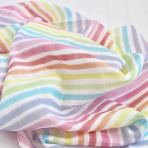 Swaddling Baby Blanket / Rainbow Stripe Blanket / Organic / Muslin / Receiving Blanket / Gift for Baby / Rainbow Baby / Custom Fabric image 1