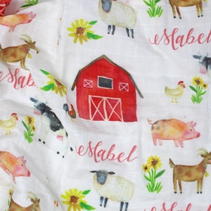 Farm Animal Personalized Baby Blanket | Farm Animal Nursery | Farm Baby Blanket