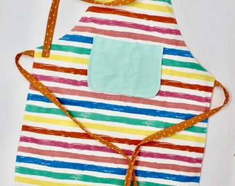 Rainbow Stripe Personalized Apron | Kids Apron | Custom Apron