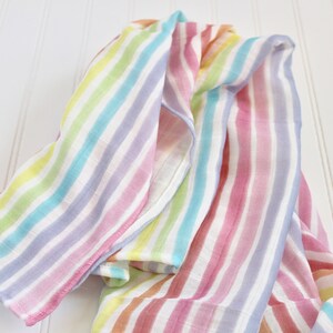 Swaddling Baby Blanket / Rainbow Stripe Blanket / Organic / Muslin / Receiving Blanket / Gift for Baby / Rainbow Baby / Custom Fabric image 3