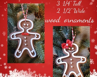 Gingerbread Girl/Boy Wood Christmas Tree Ornaments