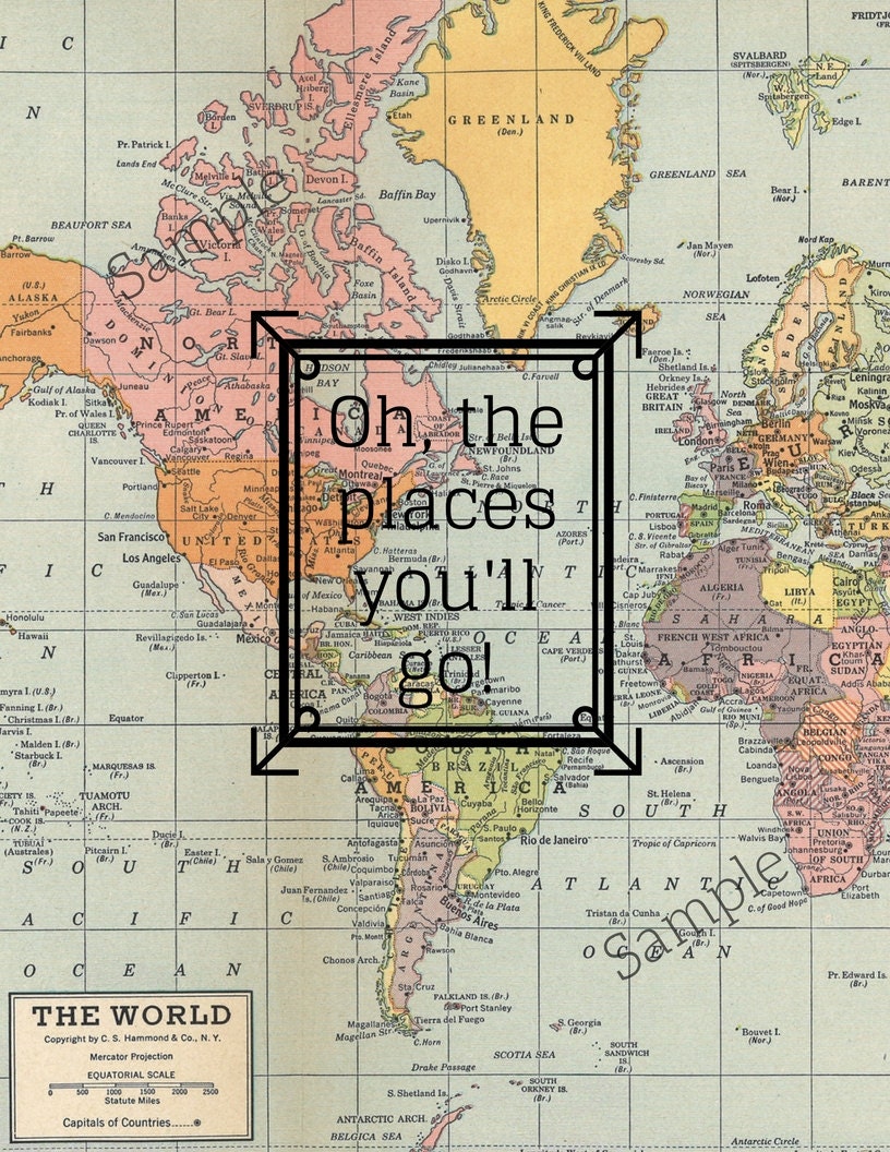 Oh the Places You'll Go Map Art | Etsy