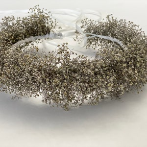 Aliento natural seco del bebé Corona floral, corona de gypsophila seca natural, flores niñas corona, accesorios de boda