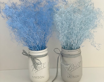 Hand-Painted Dried Gypsophila: Baby Blue/French Blue Flowers (0.4oz, 10-12")